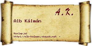 Alb Kálmán névjegykártya